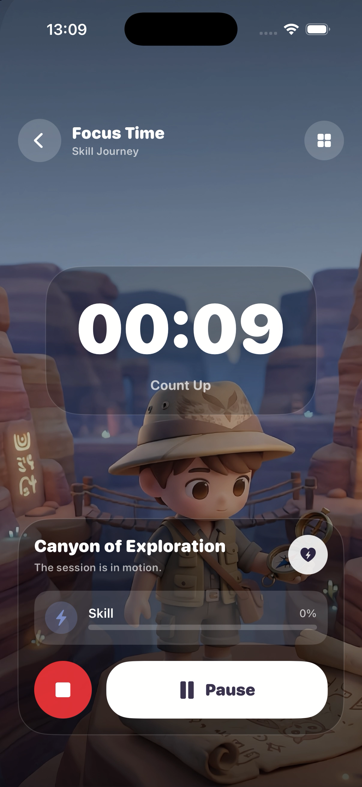 Focus Time Skill Journey screen