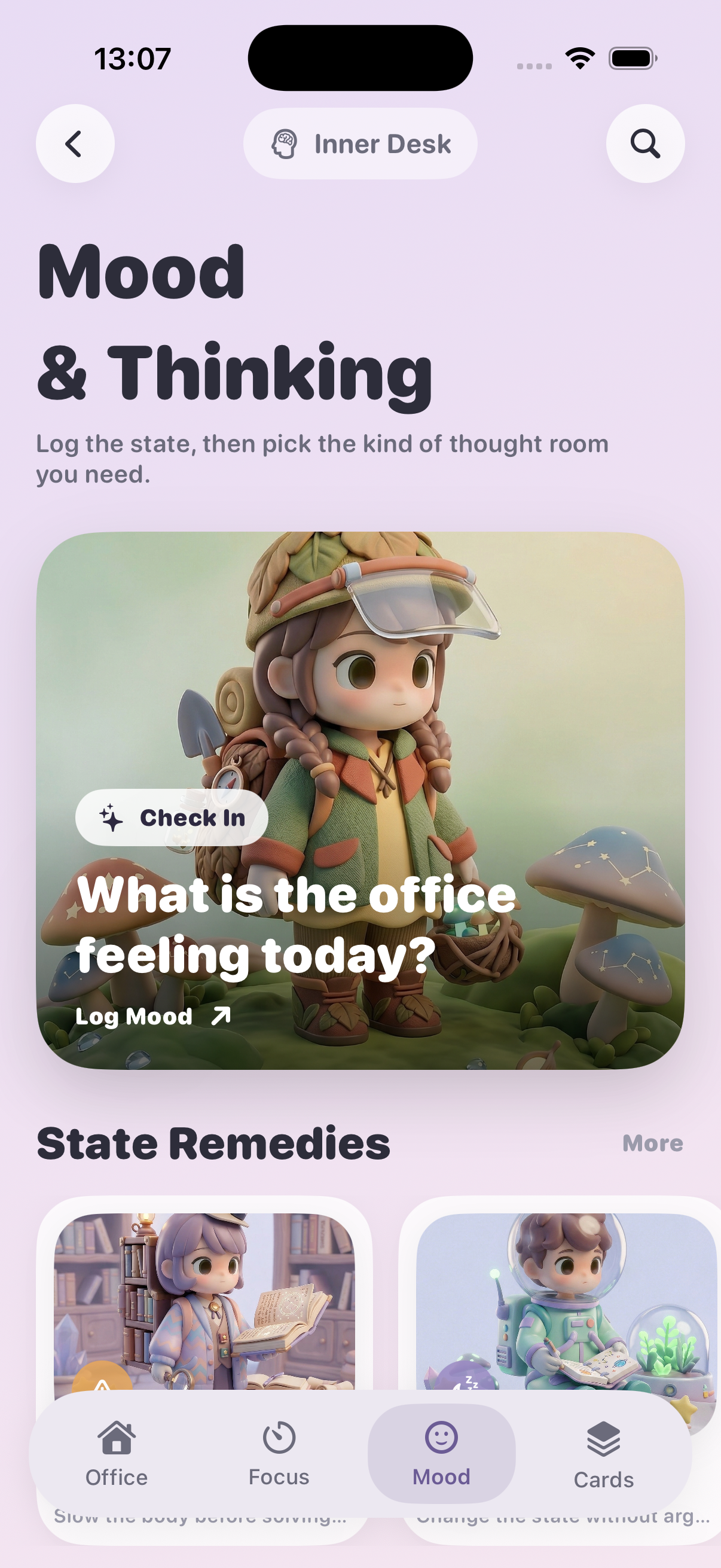 Mood and Thinking screen