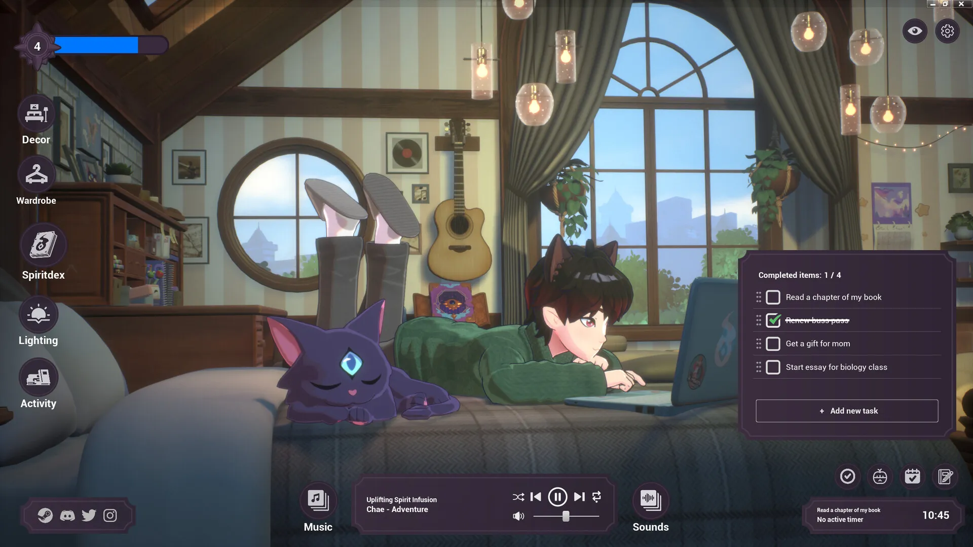 Cozy room game interface reference