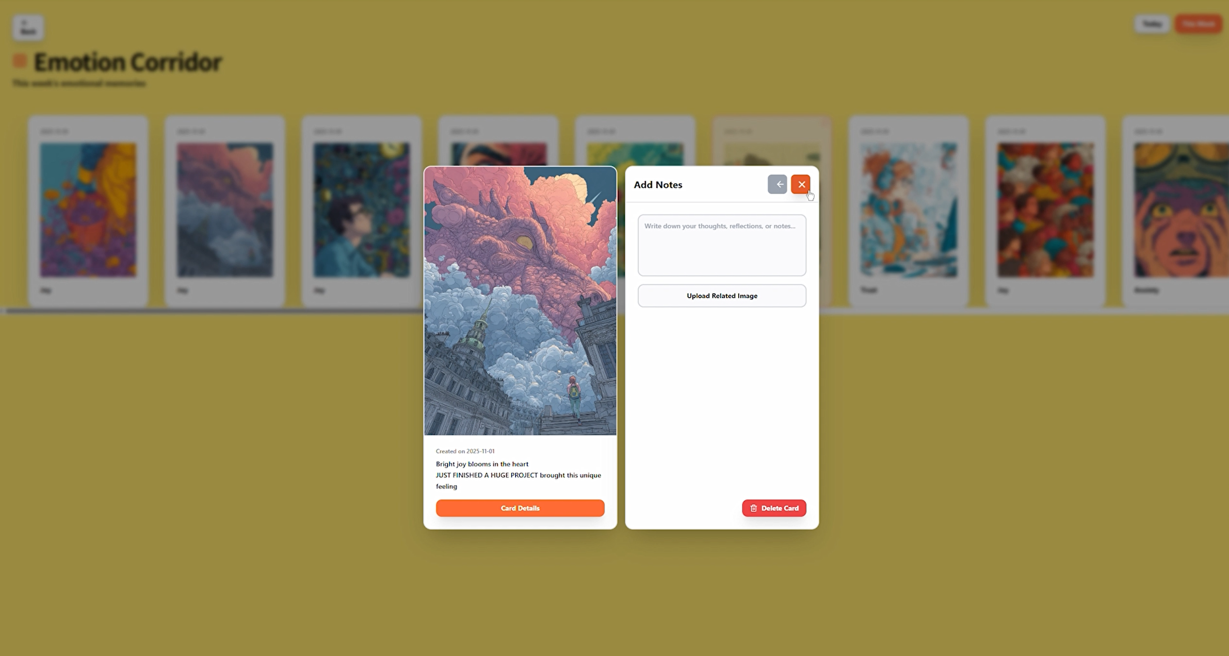 Emotion Corridor interaction screen
